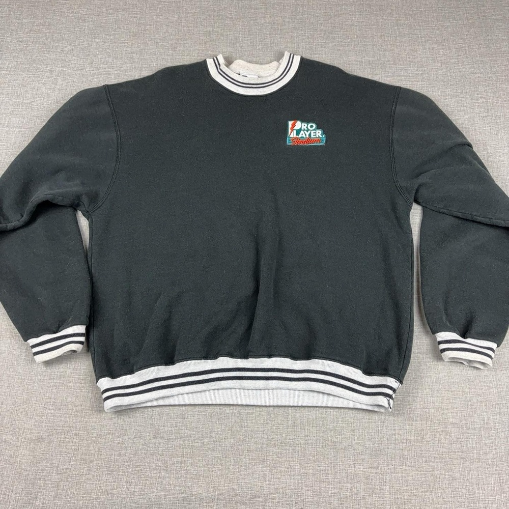 Vintage 90s Pro Player Stadium Sweatshirt Mens XL Miami Florida Crewneck Black